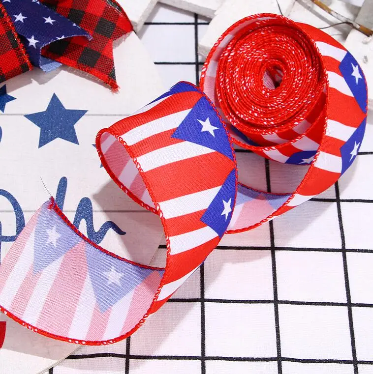 Customize 4th of July ribbon American patriotic ribbon  USA Flag Grosgrain Ribbon For Crafts Hair Bows Making