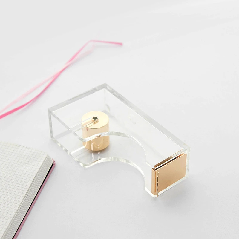 School&Office Clear Rose Gold Modern Design Acrylic Design Office Desktop Tape Dispenser