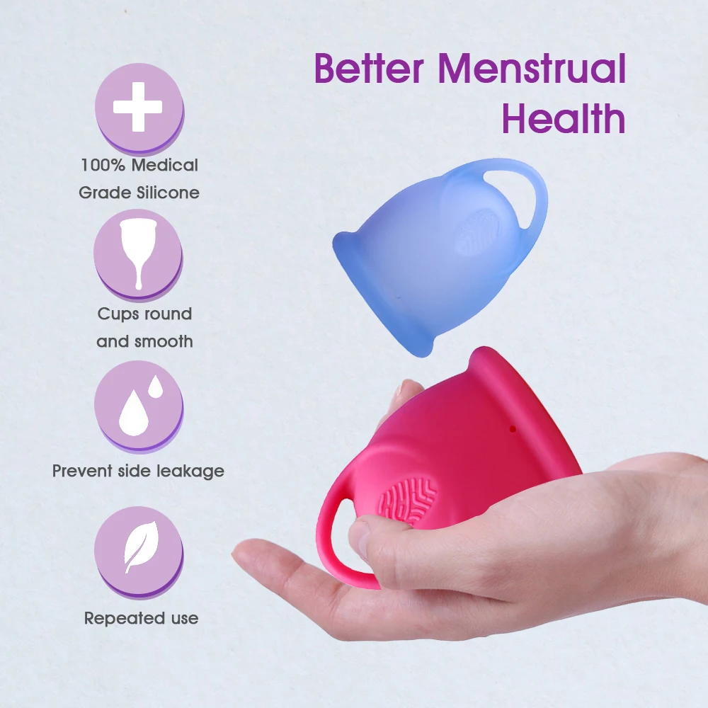 Medical Grade Silicone Reusable women Period Cup Foldable Sterilizer Cup Ladies organic soft Menstrual Cup