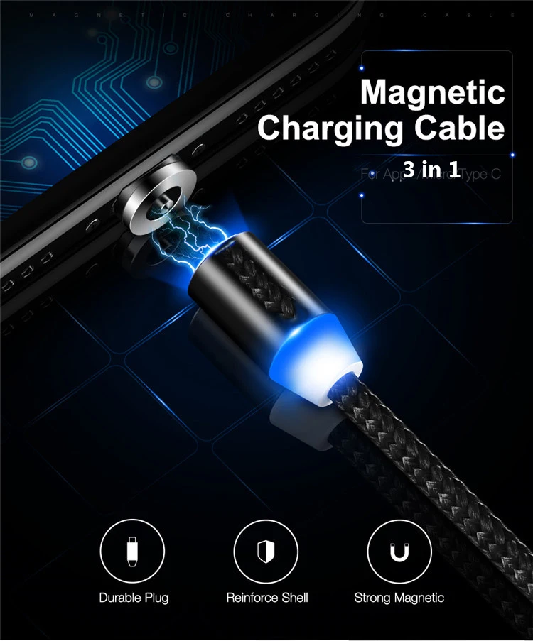 Магнитный зарядный кабель USB для мобильного телефона зарядное устройство 3 в