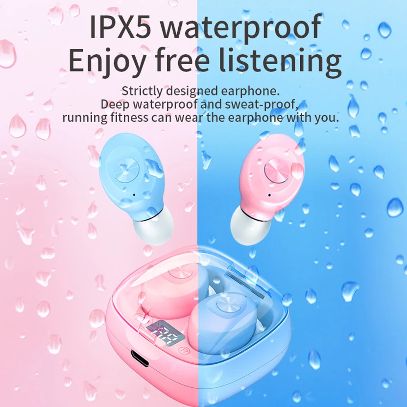 XG-8 Bluetooth Earphones LED Digital TWS Touching Earbud Stereo Waterproof Headphone