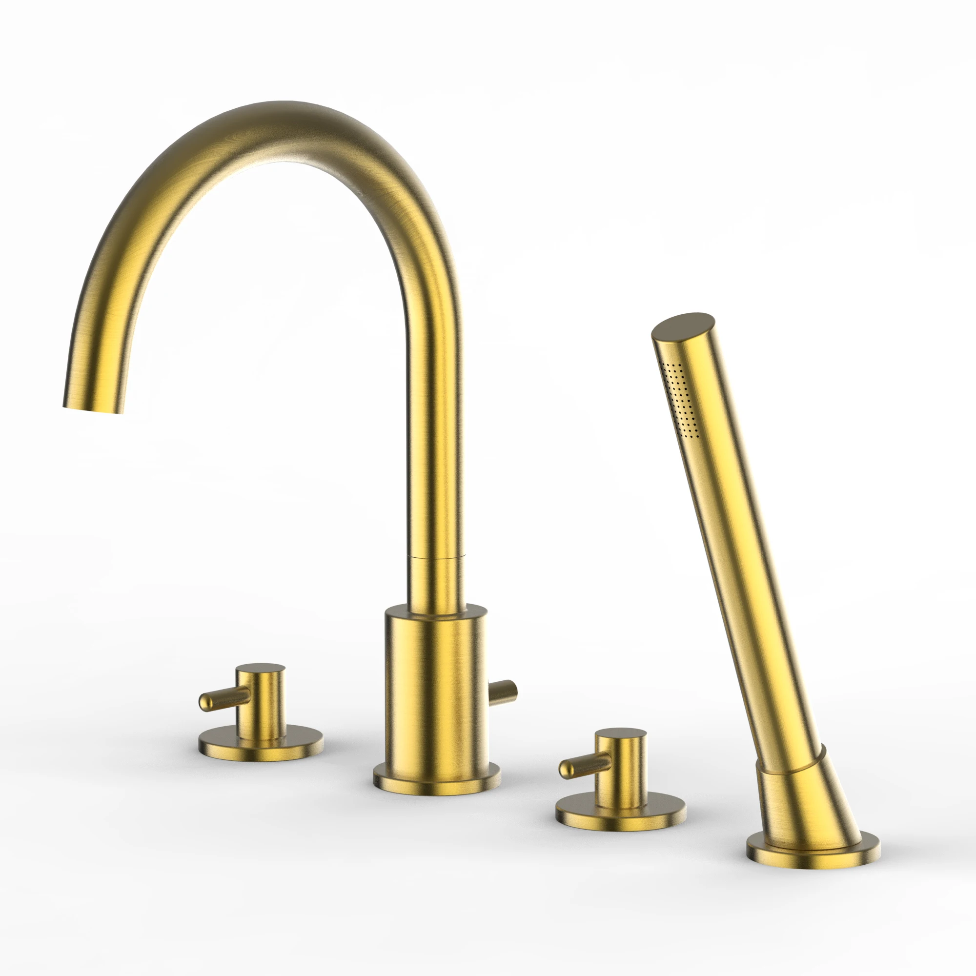 Deck Mounted 4 Holes Bath&Shower Faucet Bathroom Plating Color Bath&Shower Mixer Deck-mounted Plating Finished