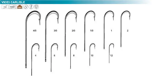 9353 Fishing Hook Long shank anzuelos de pesca Carlisle Classic Hook
