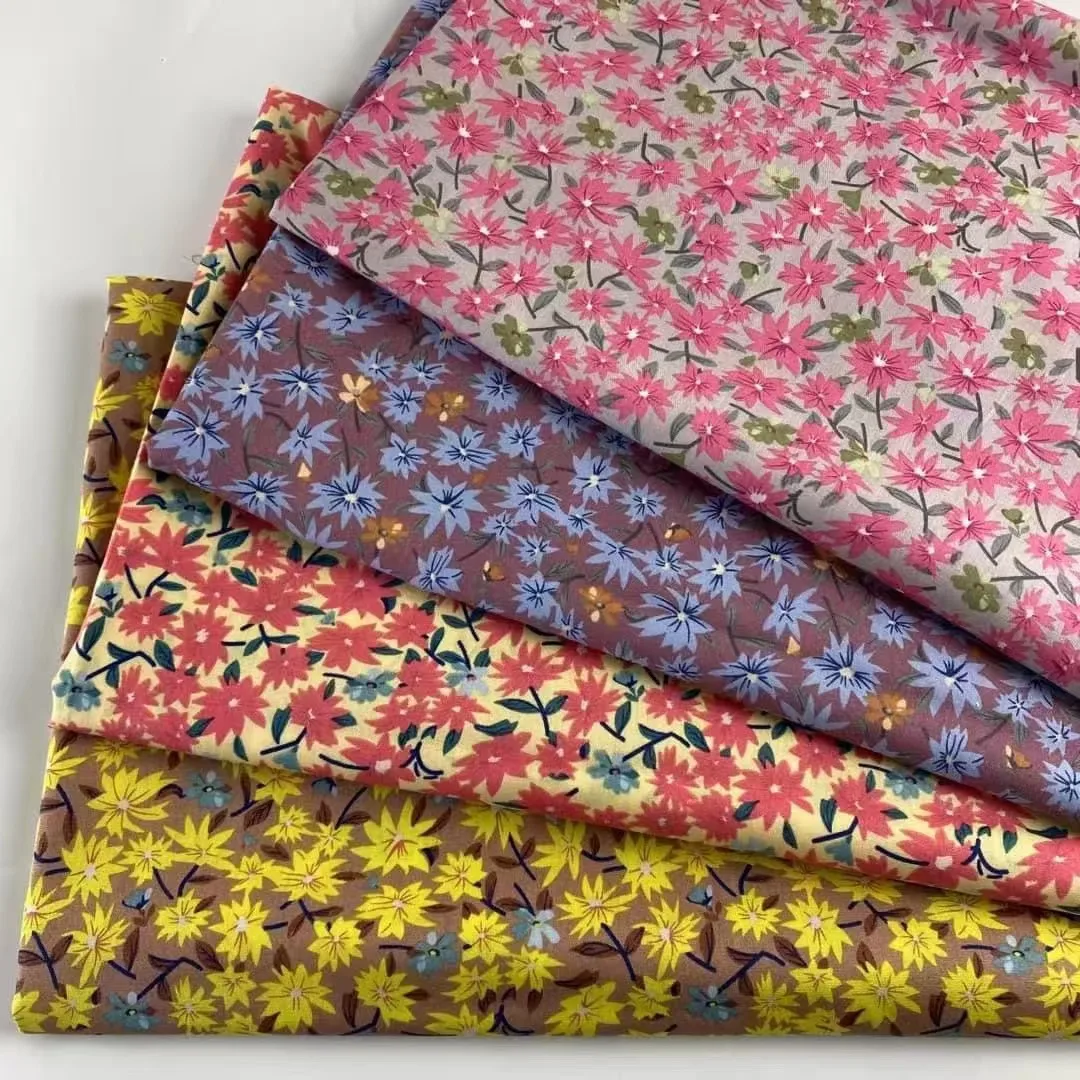 Colorful Small Roses Floral Printed Cotton Fabric 100% Cotton Fabric And Textile For Garment