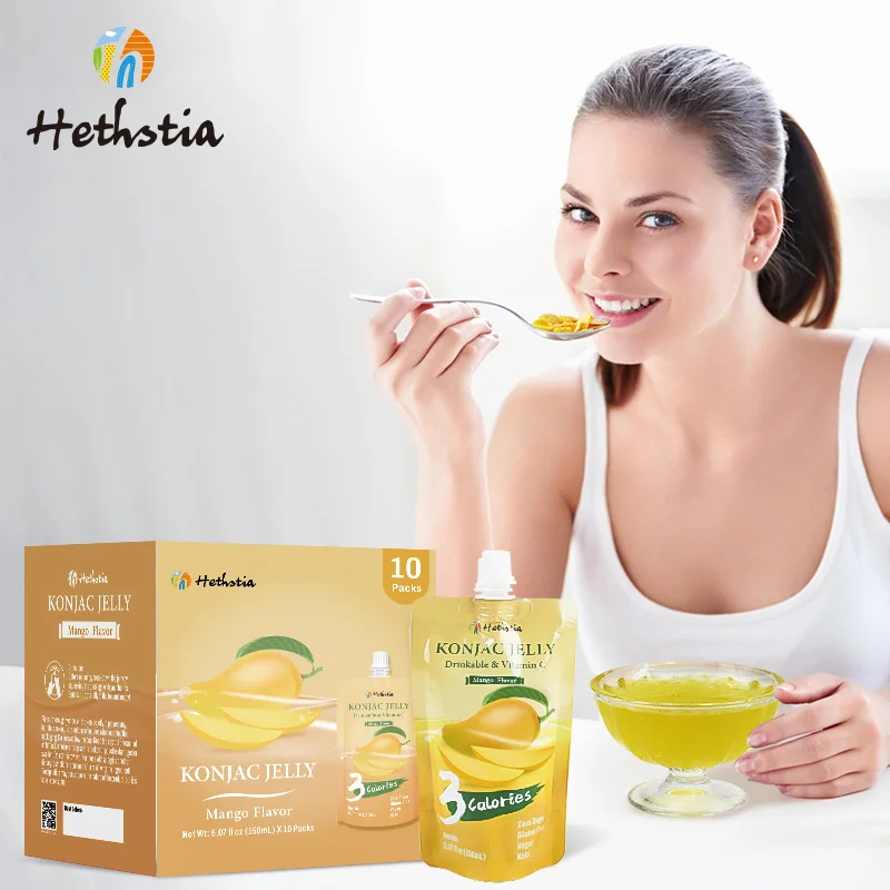 Vegan Food Hethstia Konjac Jelly Lychee Flavor Snack Mango Flavor Konjac Jelly With Collagen Peptides
