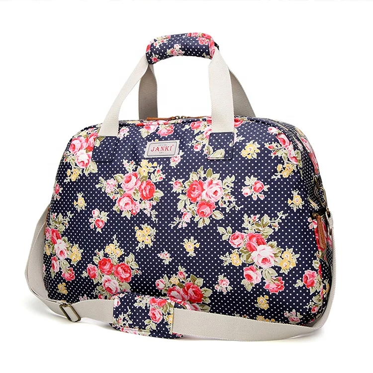 Vintage Flower Prints Polyester Lauggage Bag Travel Luggage Bags Women Handbags