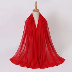 2022 Hot selling 70*170cm pearl chiffon Muslim headscarf shawls solid color hijab scarf for women