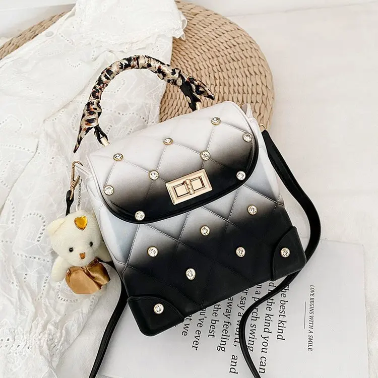 Bolso de mano con cadena роскошний женская сумка через плечо из искусственной кожи Портативный Женский в виде кожаного брелока сумочка маленькая прозрачная с квадратным