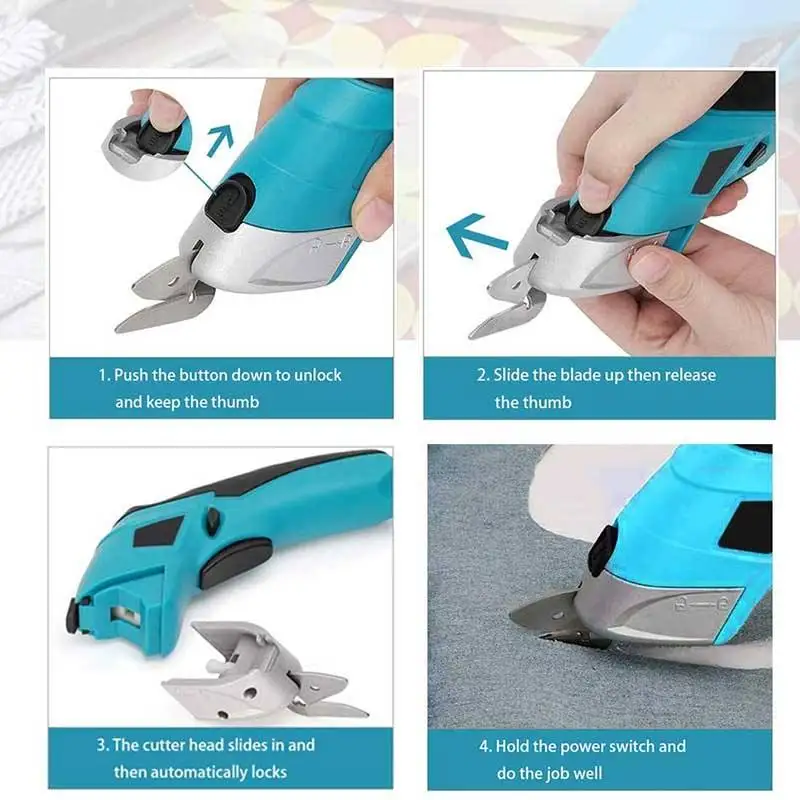 YTGEE Cordless Cloth Cutting Tool  with 2 Cutters  Electric Scissors Fabric  for Leather Carpet Cardboard