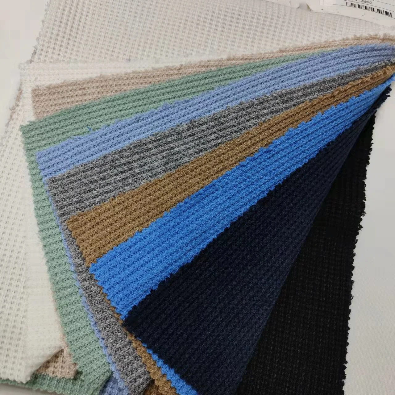 Classic Waffle Design 51% Rayon 24% Nylon 25% Poly Rib Knit Stretch Fabric For Garment Wholesale