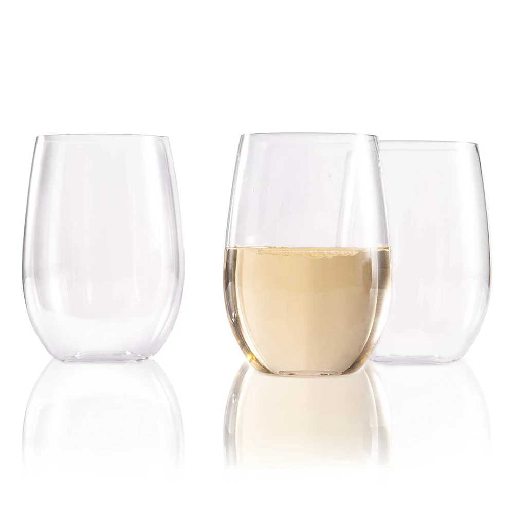 Dishwasher Safe 100% Tritan Drinking Glass Polycarbonate Wine Glass Plastic Stemless Red Wine Glasses