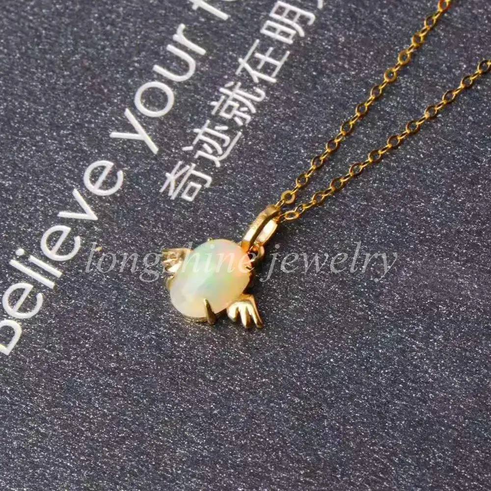gemstone 18k gold angel egg shape Australia opal necklace natural beautiful opal fine jewelry for women