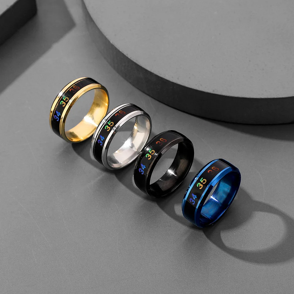 Non Tarnish Stainless Steel 18k Pvd Gold Smart Temperature Color Mood Couple Finger Ring Men Women Geometric Knuckle Ring
