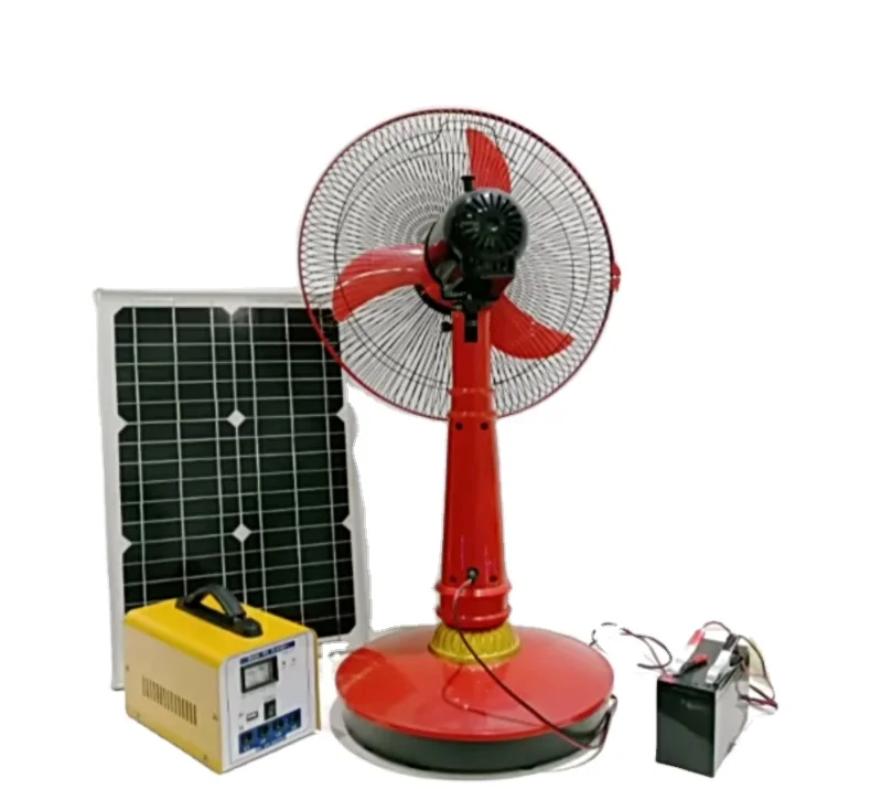 2022 Colored Solar Battery Powered Electric Outdoor Standing Fan 12V  Dc Air Circulator African Fold Fans