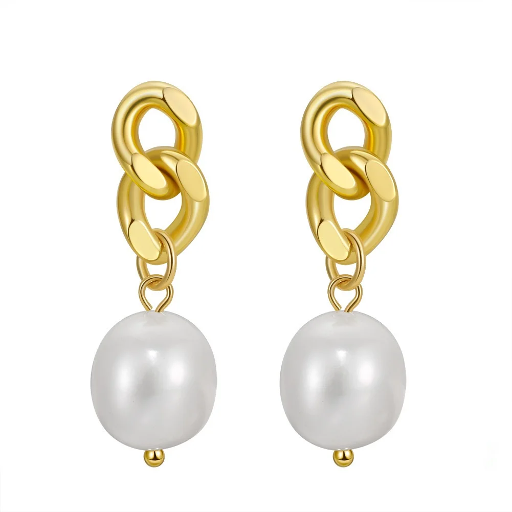 VANA Luxury Designer Fine 14K Gold Plated 925 Sterling Silver Earrings Fresh Water Natural Pearl Drop S925 Earring Women Jewelry