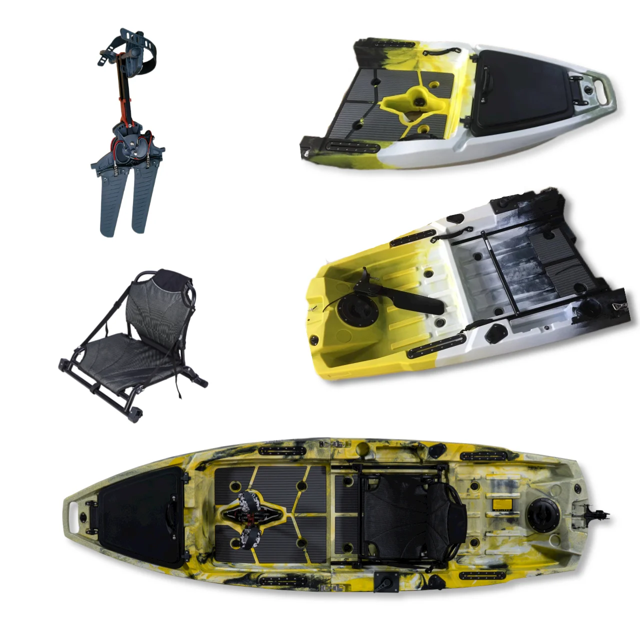 Модульный 2 o 3 Piezas Kayak Desmontable con Motor de Pedales Propelarla y Patas Levantadas para Sistemas Potencia Seleccion