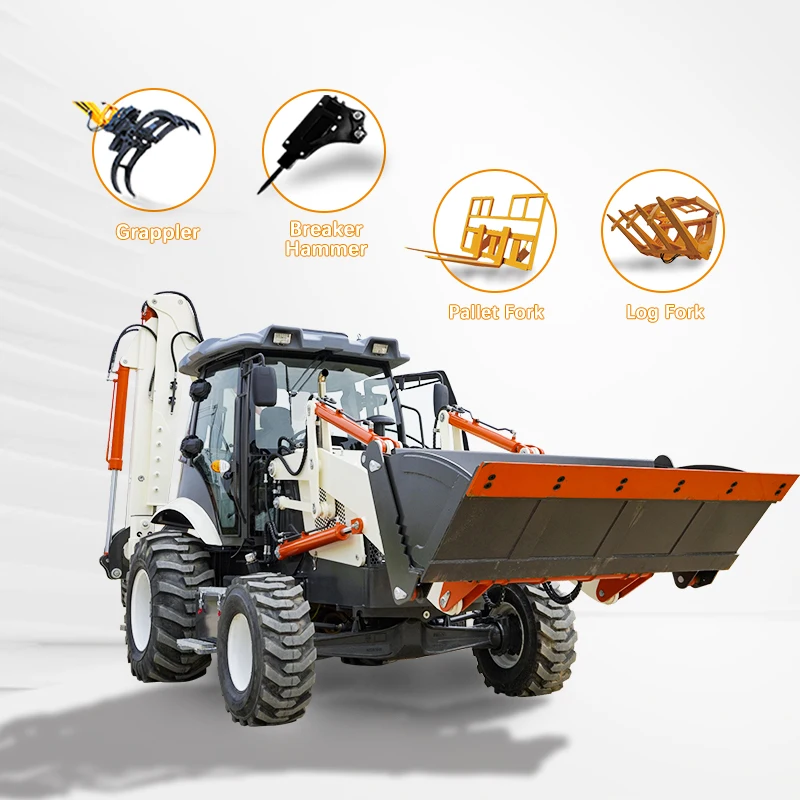 ShanDong LUYU  earth-moving machinery mini garden tractor front loader 2ton loader small 4 wheeled telescopic log wheel loader