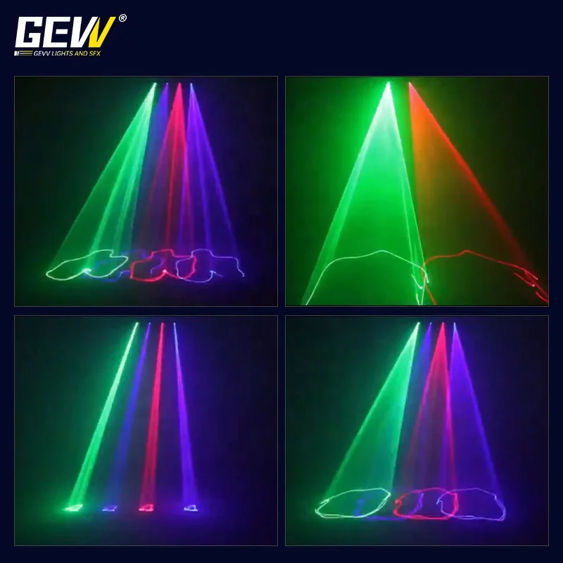 GEVV Factory Portable 2/3/4 Heads Stepper Motor Laser Beam Lights Show Dj Disco Party Club