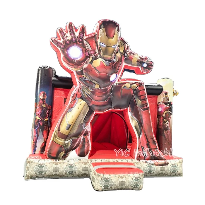 Wholesale Commercial Grade Boy Theme Inflatable Iron Man bounce house Jumping Superhero Bouncy Castle With Slide For Kids