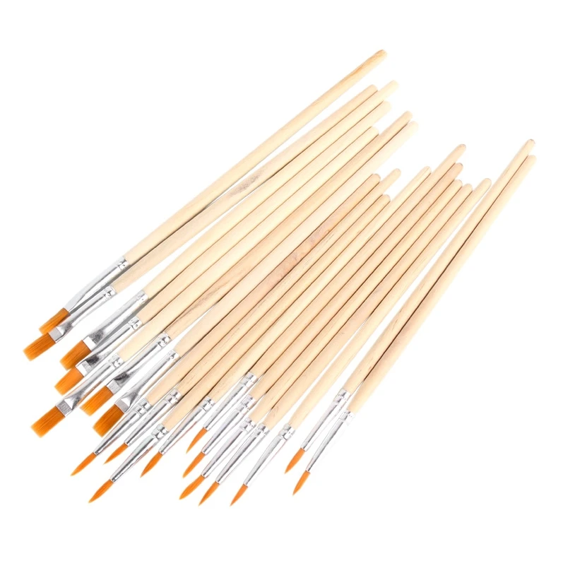 Wholesale Long Wooden Natural Handle Small Brush Bulk Painting Brush Art Detail Oil Brush for Kid Adult