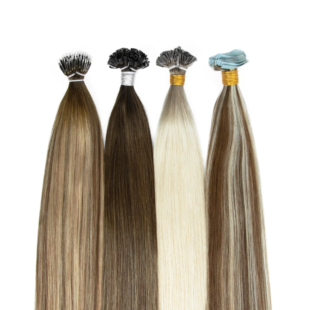 Double Drawn Russian Virgin Human Pre Bonded Hair Micro Itip Utip Nano Flat Keratin Hair Extensions