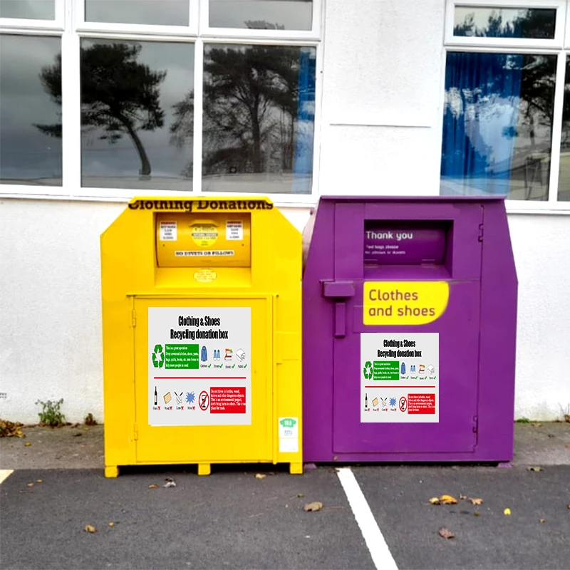 Powder-Coated Galvanized Steel Storage Bucket Weatherproof Standing Charity Books Clothing Recycling Donation bin