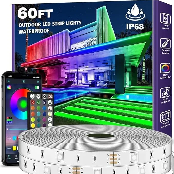 Hongshe Wholesale RGB LED Strip Lights Smart Phone & Remote Control Waterproof IP65 Tape Light USB Connectivity 5m Length