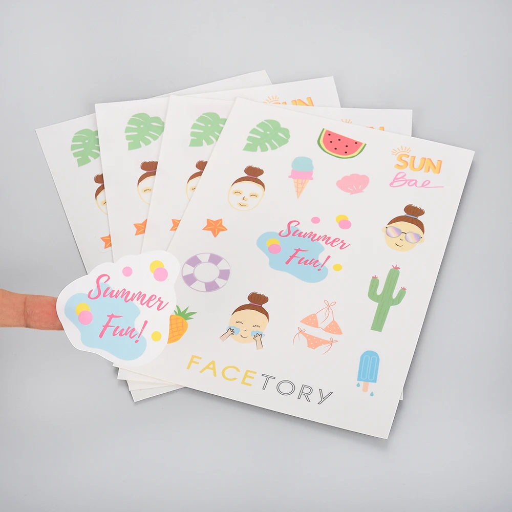 custom design printing waterproof vinyl paper cartoon sticker kiss cut stickers sheets