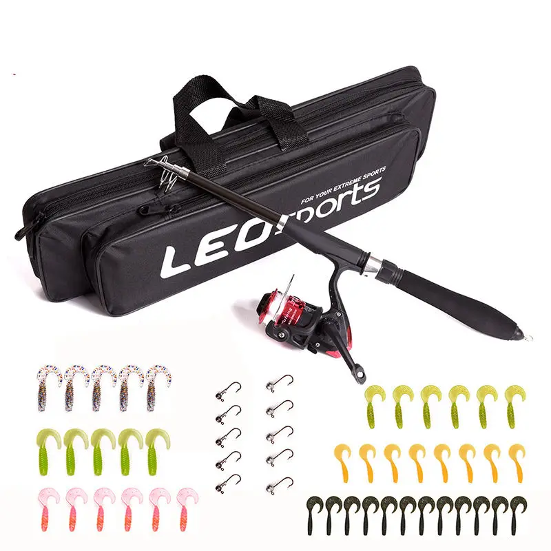 1.3m 1.6m wholesale Heavy Fiber Telescopic Spinning Fishing Rod And Reel Combo Full Set