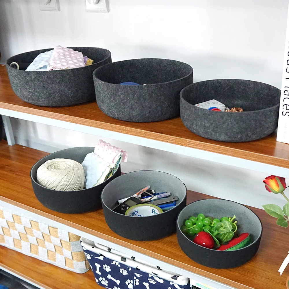 Upin custom Hard Felt Basket Storage Box Desktop Organizer Fabric Storage Trays Storage Boxes & Bins