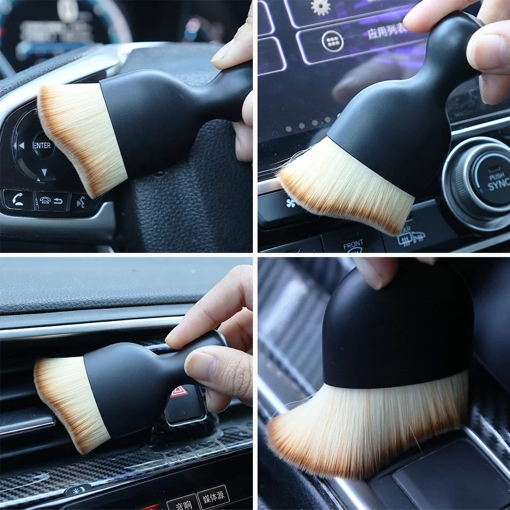 Car Interior Cleaning Soft Brush Detailing Cleaning Tools Curved Brush Car Dashboard Air Outlet Gap Dust Cleaning Brush Home