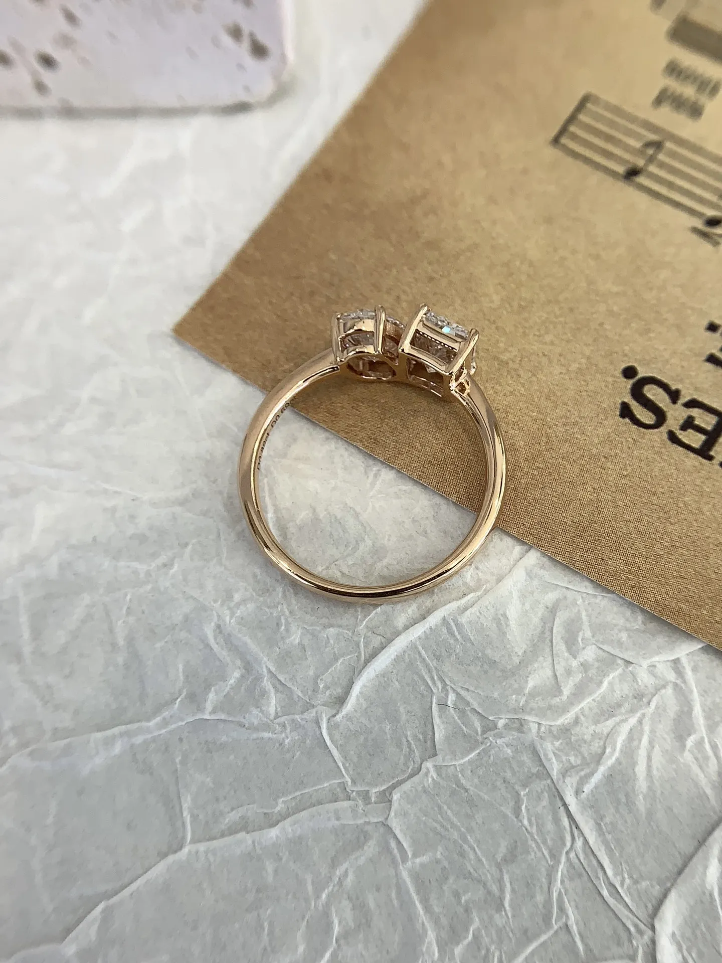 1.58CT Each Oval and Radiant Cut 2 Stones Rings Lab Crated Diamond  Engagement Eternity Ring 14K/18K Gold