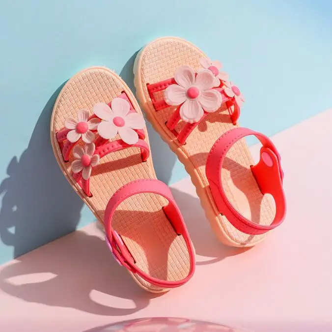 Fashion soft bottom girls sandals student children beach shoes 2021 summer new 4-12 little girl princess shoes
