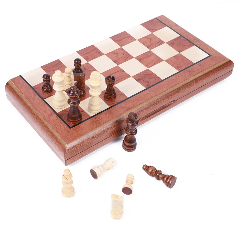 Large Size Magnetic Folding Chess High Quality Wooden Advanced Printing With 2 Extra chess Pieces For Beginner Children Gift
