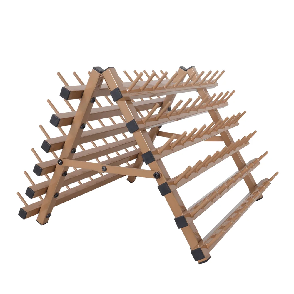 Double-sided Wall Mounted Sewing Tool Pack Thread Collapsible Sewing Thread Holder with Hanging Tools, Metal Brown