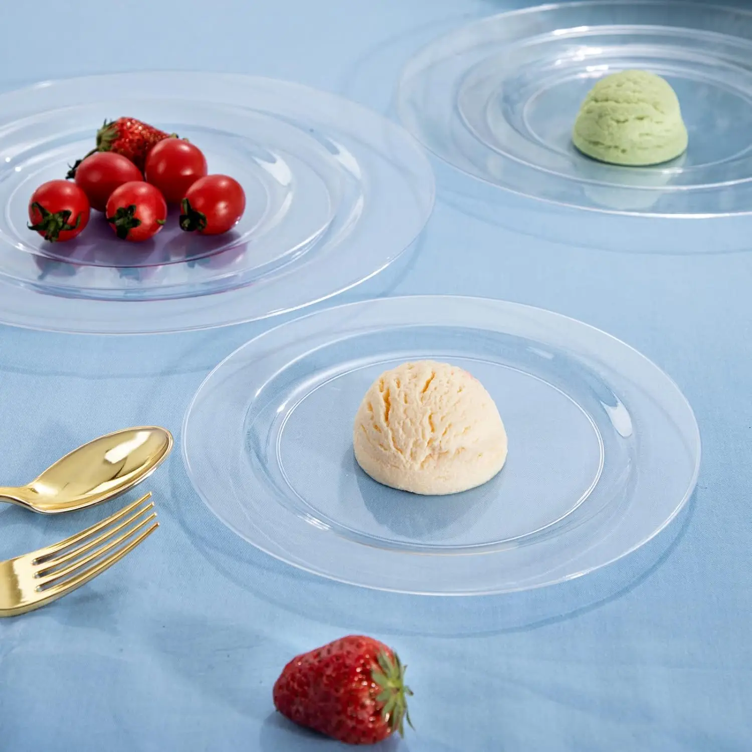 Disposable Premium Acrylic Weddings Party Dessert Salad Dishes Plates Crystal Clear Plastic Plate