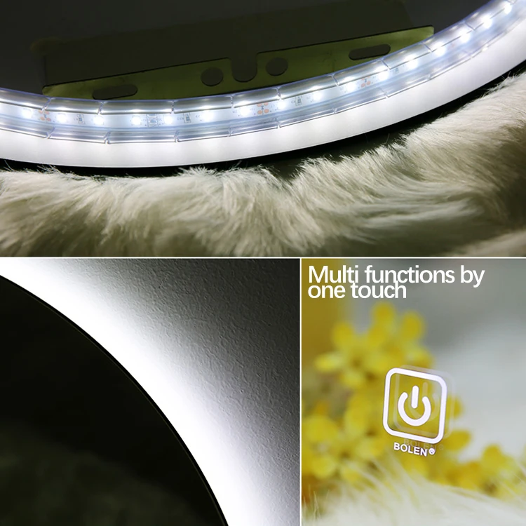 Irregular half round Anti-explosion led mirror backlit bathroom Waterproof wall lighted mirror