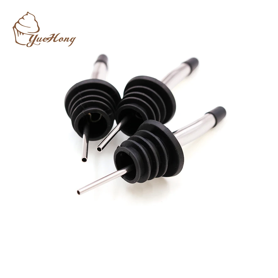 Liquor Bottle Pourers-Food Grade Stainless Steel Wine Pourer Spouts with a brush