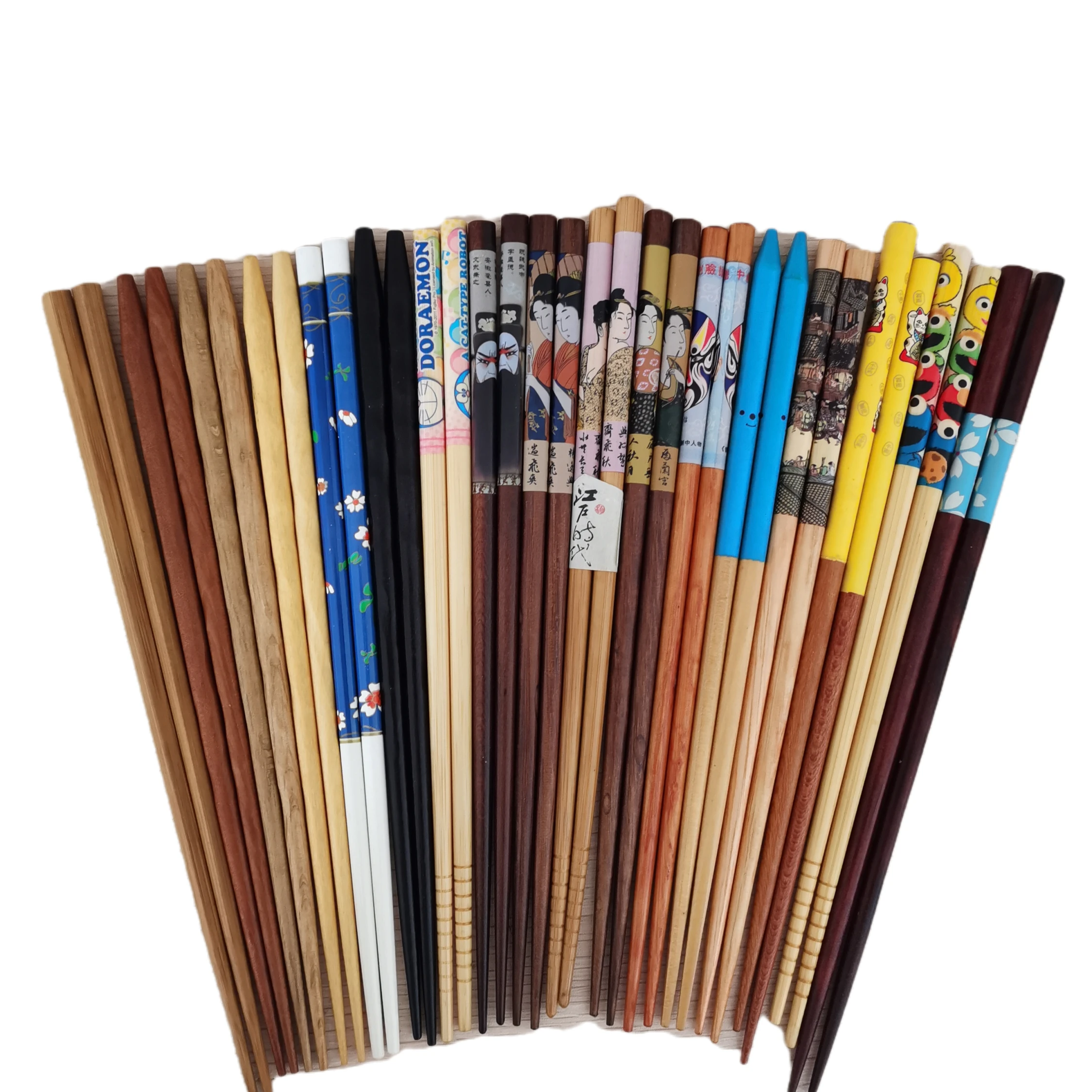 High quality customizable bulk cheap Japanese and Korean printing reusable bamboo and wood sushi chopsticks