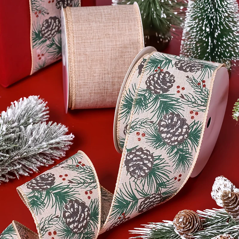 Ribest Red/Green Plaid Christmas Wired Edge Ribbon Printed Custom Gift Boxes Decoration 38/63MM