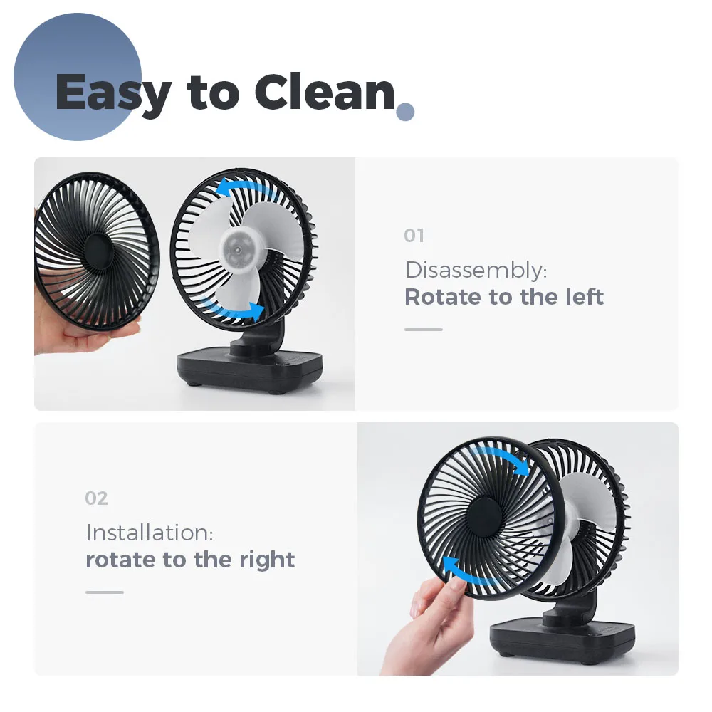 395g usb Office Rechargeable Table Desk Fan