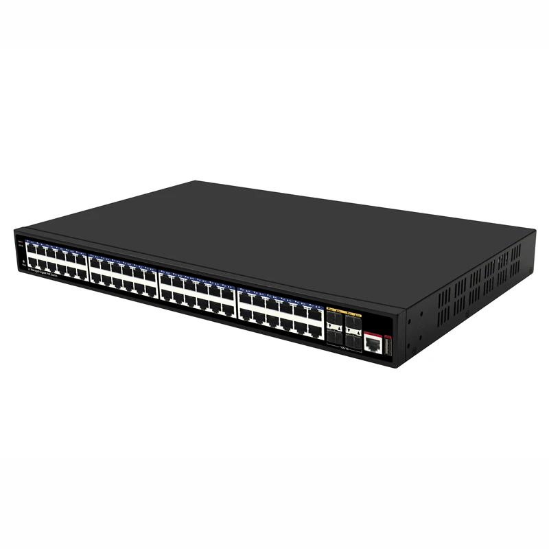 OEM L3 managed PoE switch 4 port 10g SFP+ 48 ports gigabit poe switch enterprise fiber optic network switch