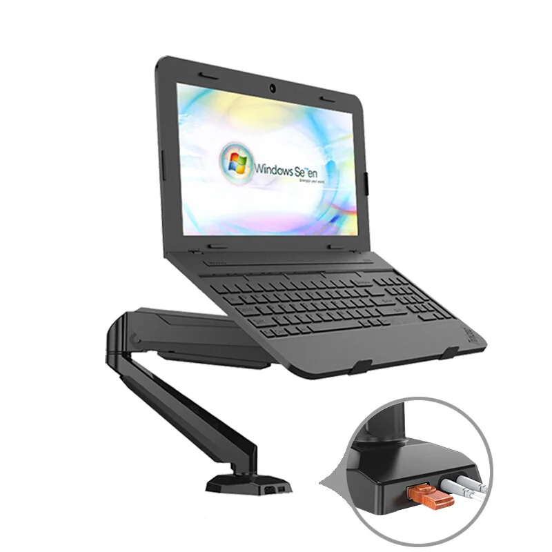 Desktop Full Motion Gas Spring Dual Use 10-15.6inch  Adjustable Laptop Stand or 10-27 inch Monitor Holder Arm Bracket