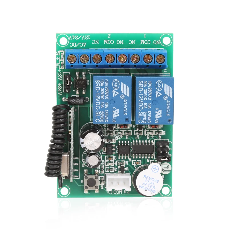 Универсальный дистанционный переключатель 433 МГц 12 В постоянного тока 2ch релейный приемник для контроллера гаража и ворот