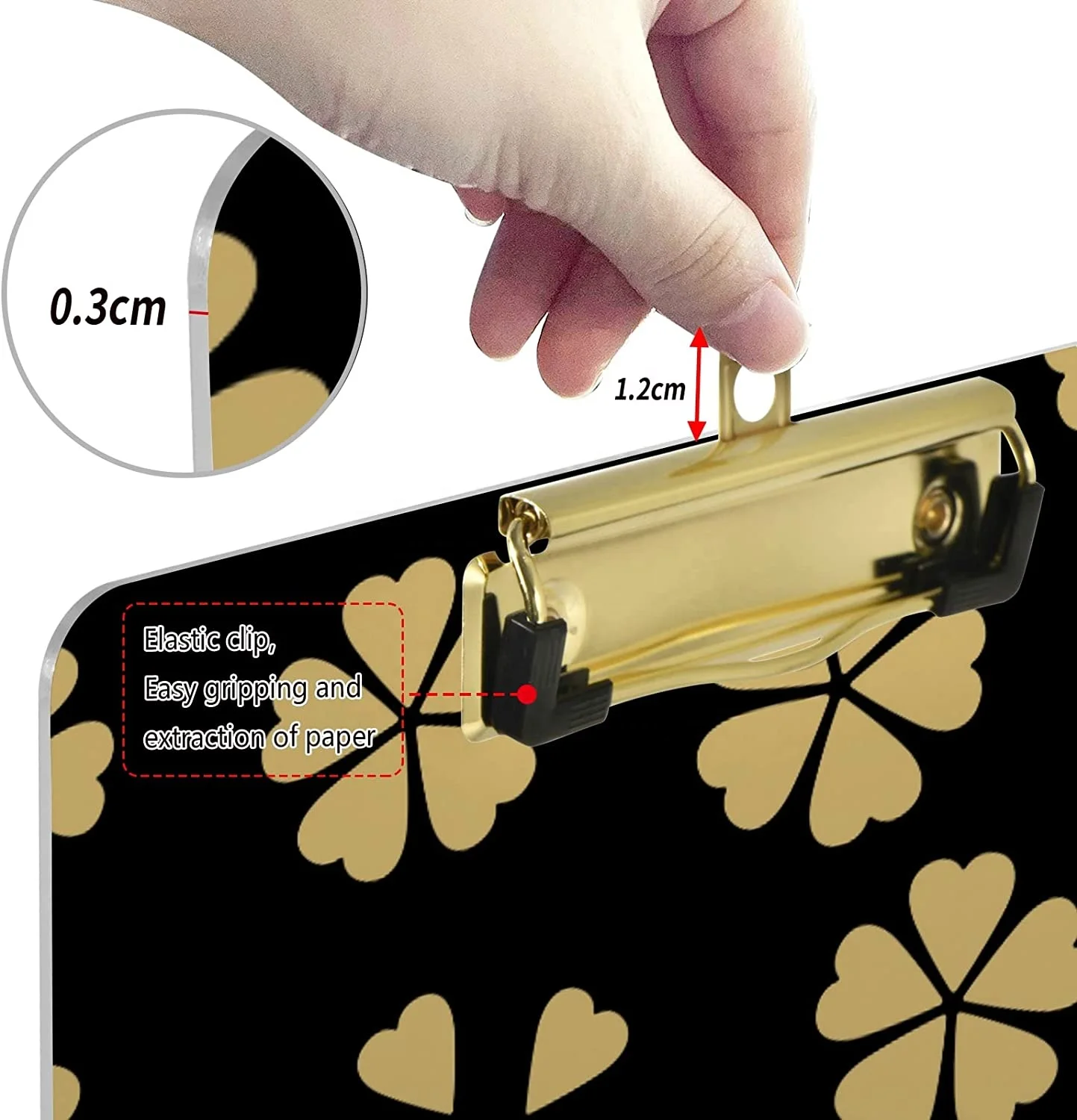 Office Stationery Supplies Customized Plastic Clipboard Waterproof Clip Board With Metal Clip and Retractable Hole for Hanging