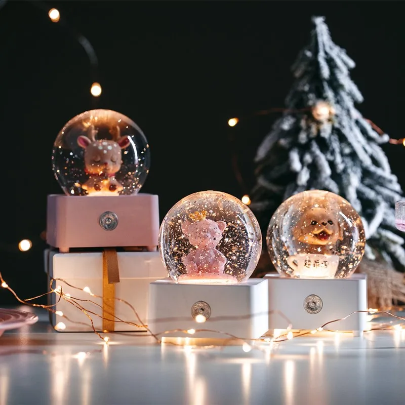 Original Factory Christmas Music Box Birthday Gift Music Box Customized Rotate Crystal Ball Music Box