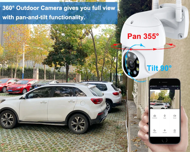  Умная наружная купольная мини-камера tuya с поворотом на 360 градусов и дистанционным управлением PTZ через мобильное