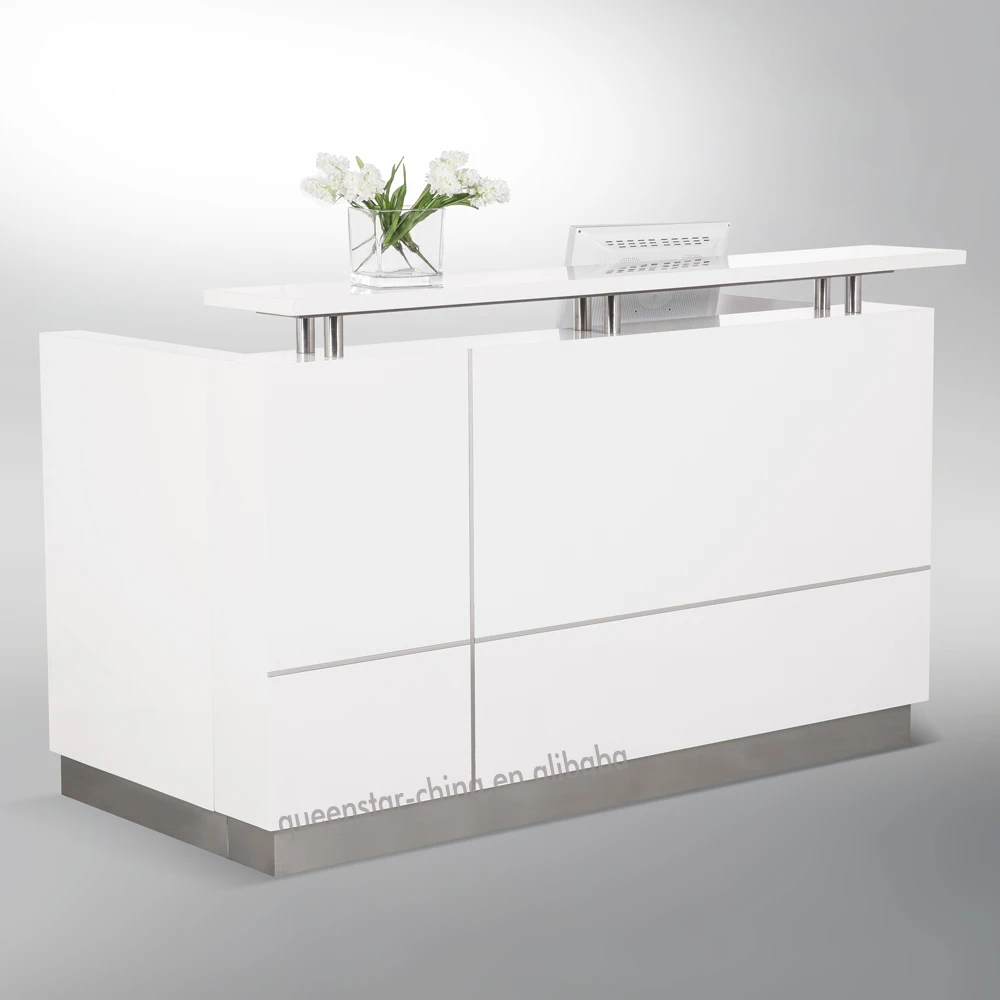 QS-RC01 Modern hotel reception desk white high gloss service desk service desk