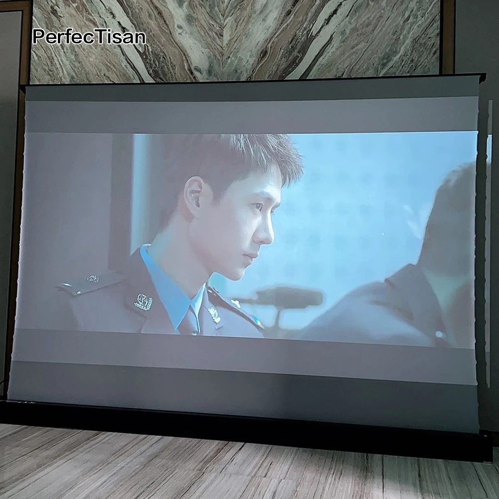 PerfecTisan 120 inch floor rising screen ALR electric projection screens 150 view angle tubular motors motorized screen