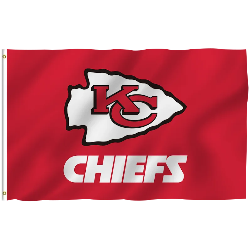 In Stock All  Football Team Flag 3x5ft High Quality Custom Design  100% Polyester Sports Nfl Kansas City Chiefs banners